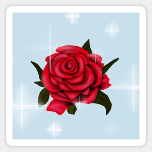 Enchanted Rose - Rose with Leaves and Sparkles Sticker